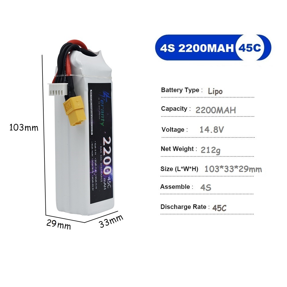 4S LiPo Battery 14.8V 1500mah  - Drone Rc Race avis et prix