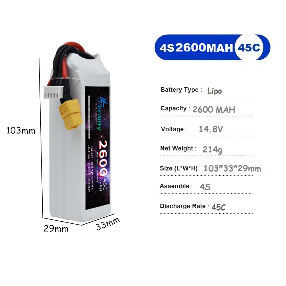 4S LiPo Battery 14.8V 1500mah  - Drone Rc Race avis et prix