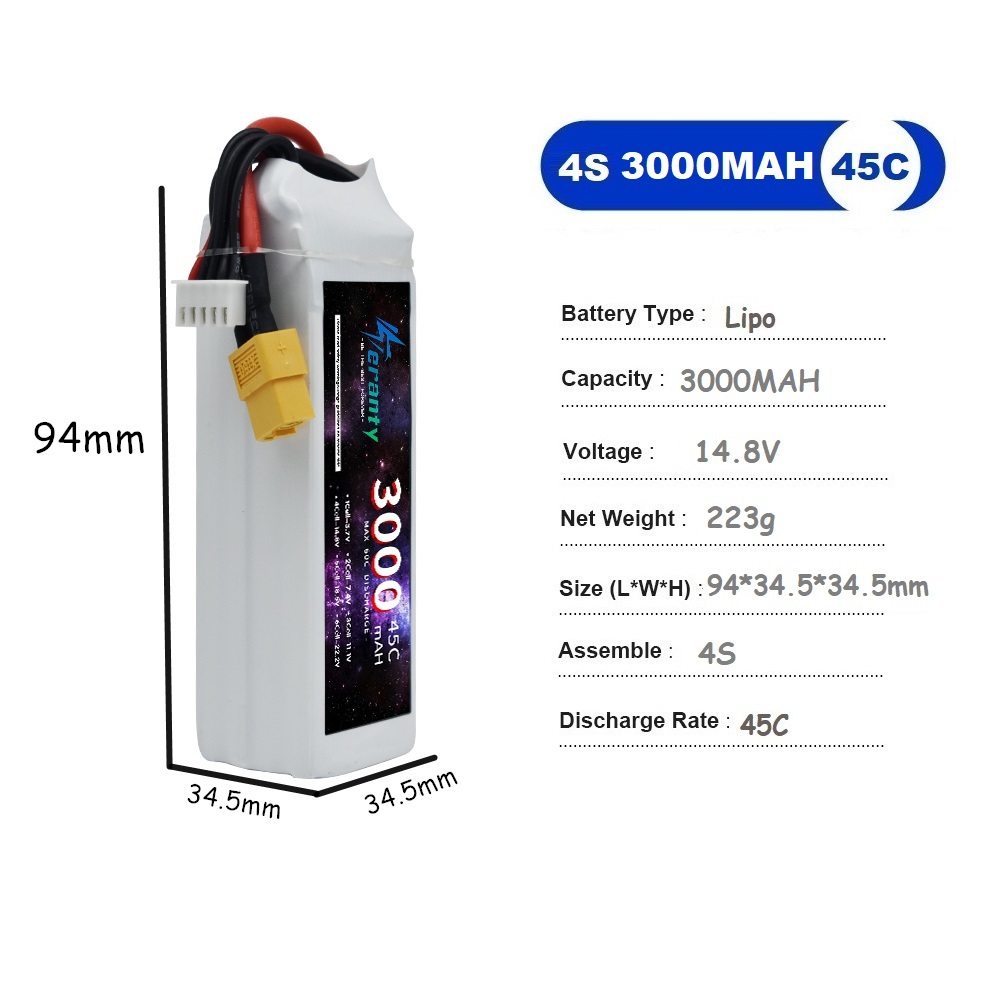 4S LiPo Battery 14.8V 1500mah  - Drone Rc Race avis et prix