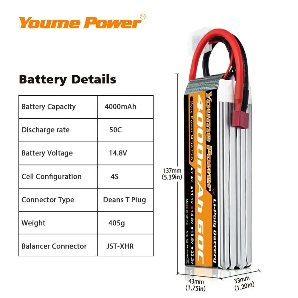 4S 14.8V Lipo Battery 3300mah  - Drone Rc Boat avis et prix