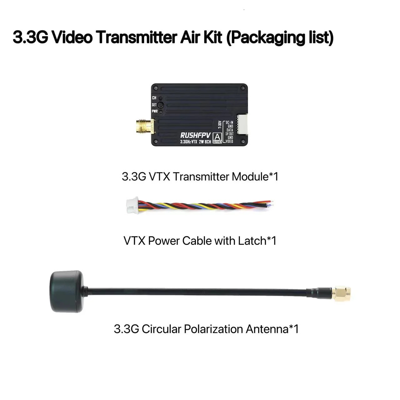 RUSHFPV 3.3G 2W VTX Transmitte - Fpv Antenna Receiver avis et prix
