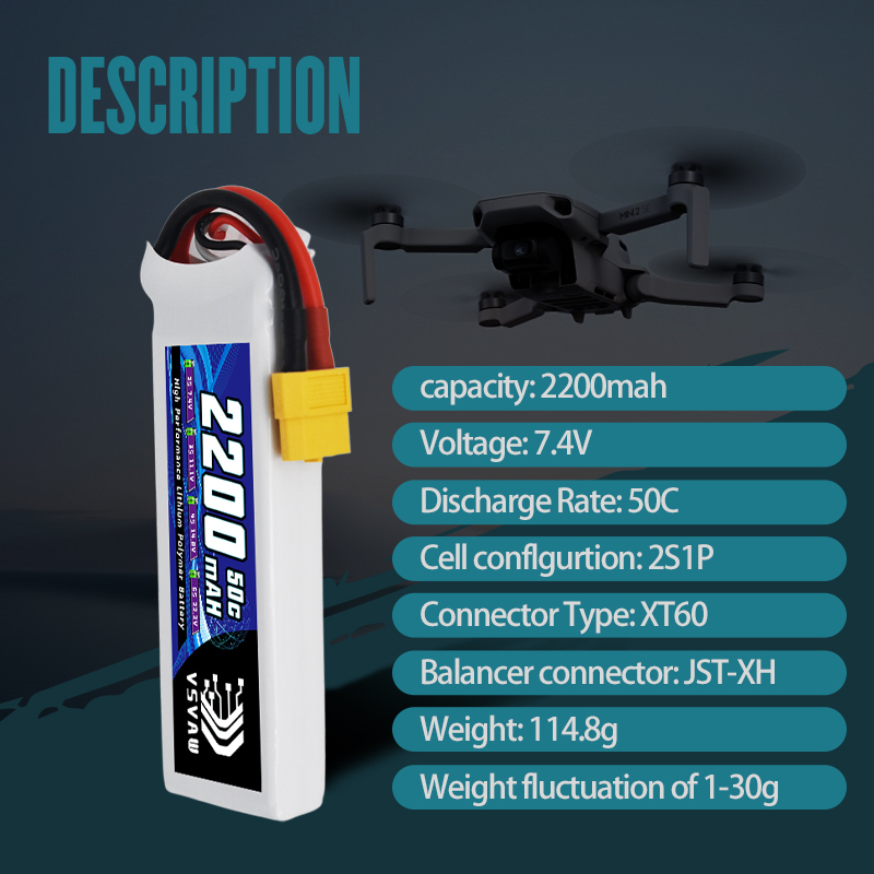 VSVAW 7.4V 2200mah 2S Drone Li - Drone Rc Boat avis et prix