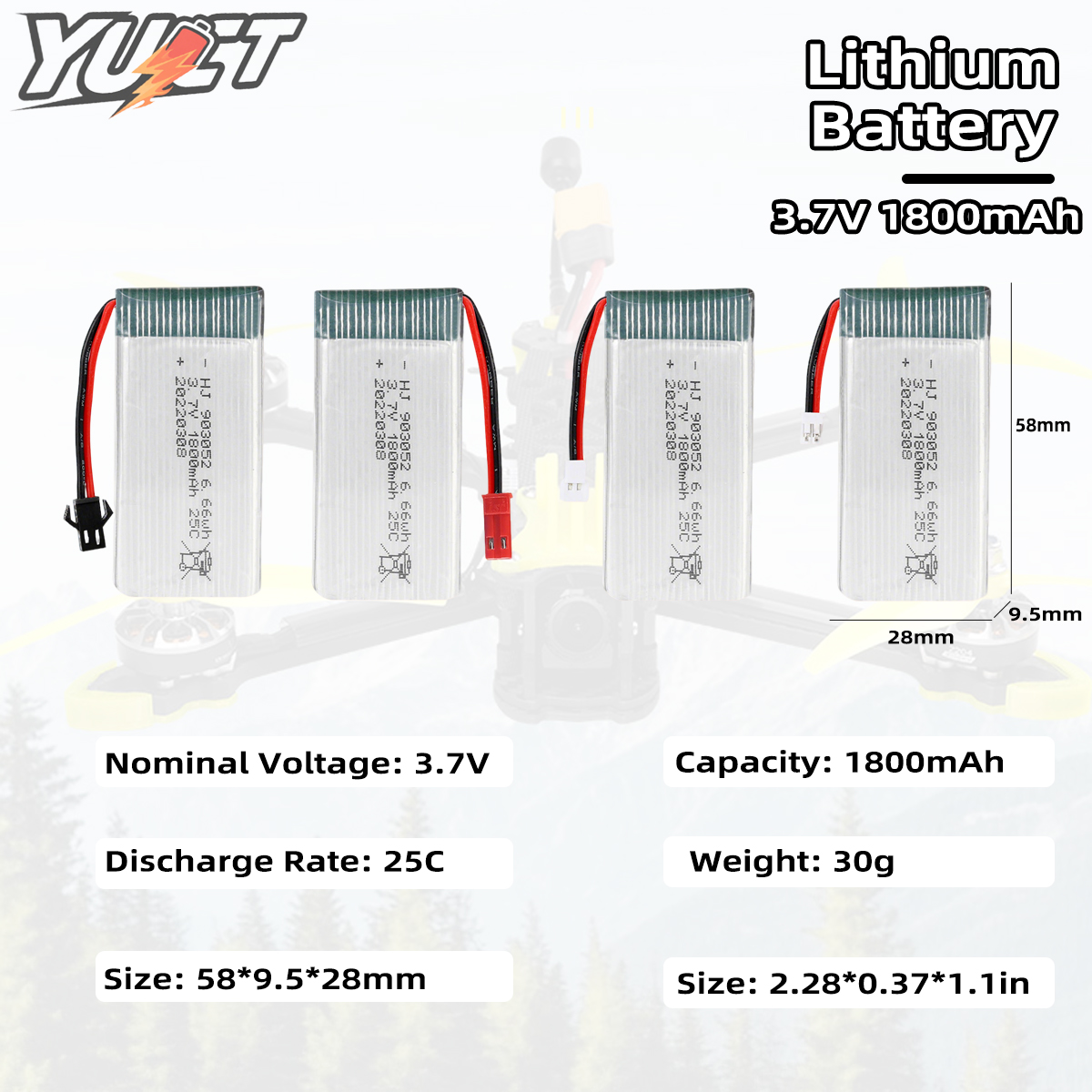YUCT 3.7V 1800mAh 25C High-Rat - Drone Rc Accessories avis et prix