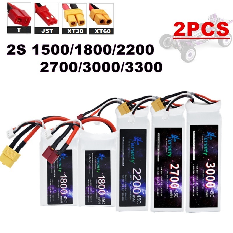 2PCS 7.4V Lipo 2S Battery 1500 - Drone Rc Race avis et prix