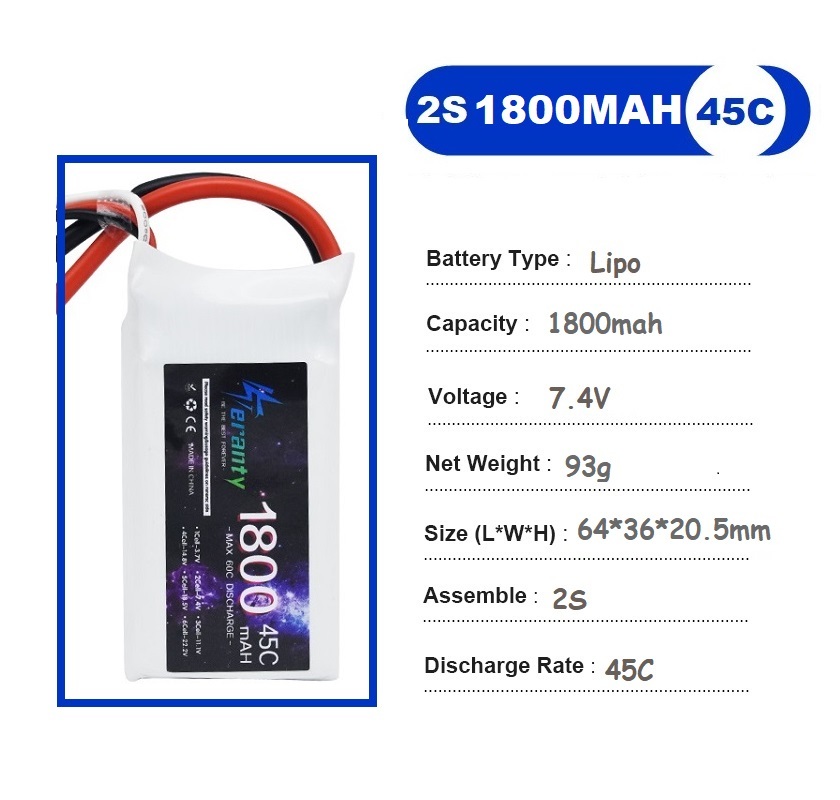 2PCS 7.4V Lipo 2S Battery 1500 - Drone Rc Race avis et prix